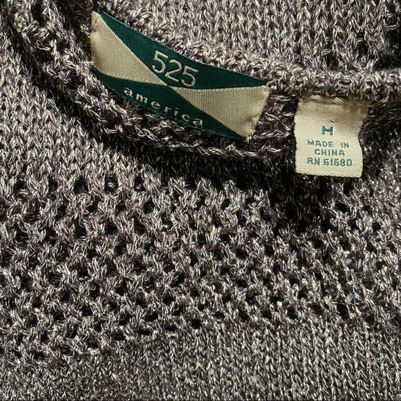 525 America Brown Gold Metallic Crochet Sweater Size Medium - Picture 2 of 8